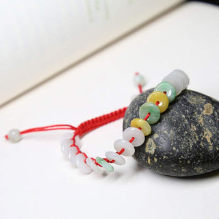 Buddha Gift Round Jade Lucky Red String Weave Bracelet