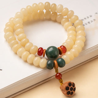 Buddha Gift Bodhi Seed Lotus Pod Charm Peace Double Wrap Bracelet