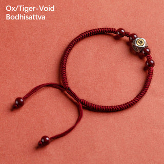 Buddha Gift 925 Sterling Silver Chinese Zodiac Natal Buddha Cinnabar Calm Bracelet