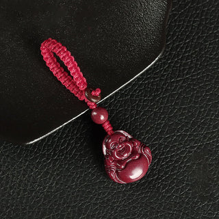 Buddha Gift Laughing Buddha Cinnabar Blessing Necklace Pendant Phone Hanging Decoration Key Chain