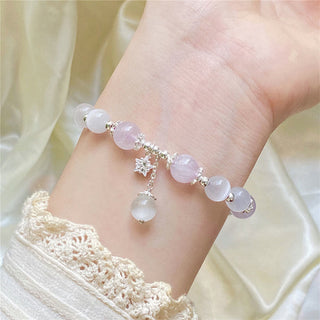 Buddha Gift 925 Sterling Silver Natural Amethyst Cat's Eye Spiritual Awareness Star Bracelet