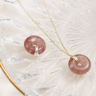 Buddha Gift 925 Sterling Silver Strawberry Quartz Healing Positive Necklace