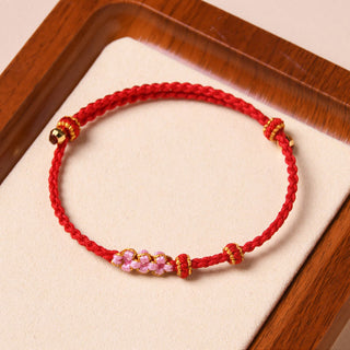 Buddha Gift Handmade Peach Blossom Protection Braided Rope Bracelet