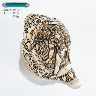 Buddha Gift Tibetan Handmade Engraved Shankha Buddha Avalokitesvara Conch Shell Wealth Decoration