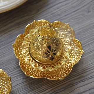 Buddha Gift Gold Leaf Coaster Spiritual Mini Alloy Metal Incense Burner