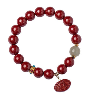 Buddha Gift Cinnabar Jade Healing Protection Charm Bracelet