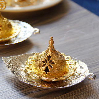 Buddha Gift Tibetan Gold Mini Leaf Coaster Meditation Incense Burner