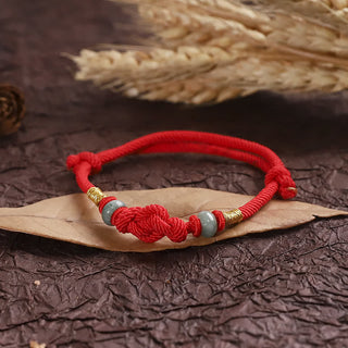 Buddha Gift Red String Jade Luck Fortune Knot Braided Couple Bracelet