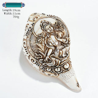 Buddha Gift Tibetan Handmade Engraved Shankha Buddha Avalokitesvara Conch Shell Wealth Decoration