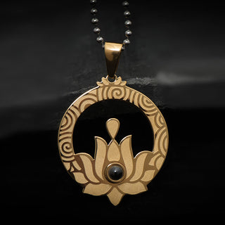 Buddha Gift Lotus Titanium Steel Enlightenment Projection Shurangama Mantra Necklace Pendant