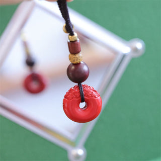 Buddha Gift Natural Cinnabar PiXiu Peace Buckle Blessing Car Key Chain