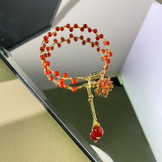 Buddha Gift Red Maple Leaf Luck Charm Bracelet