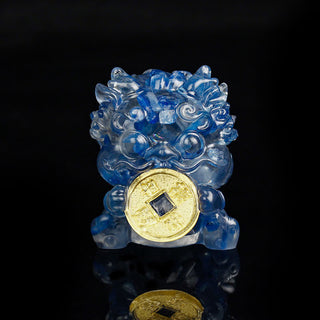 Buddha Gift Handmade Cute PiXiu Gold Coin Crystal Fengshui Energy Wealth Fortune Home Decoration