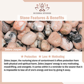 Buddha Gift 108 Mala Beads Sodalite Zebra Jasper Crystal Lotus Strength Bracelet